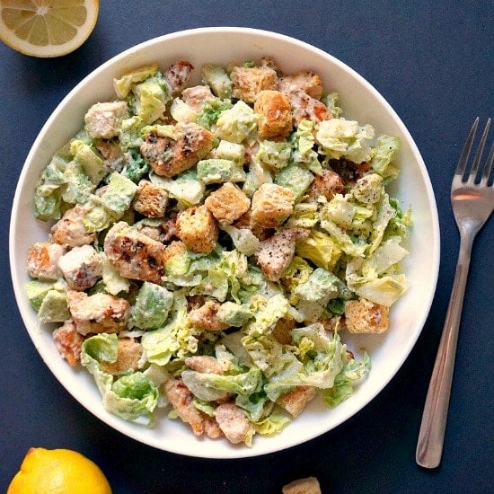 BEST Healthy Chicken Caesar Salad With Lightened Up Caesar